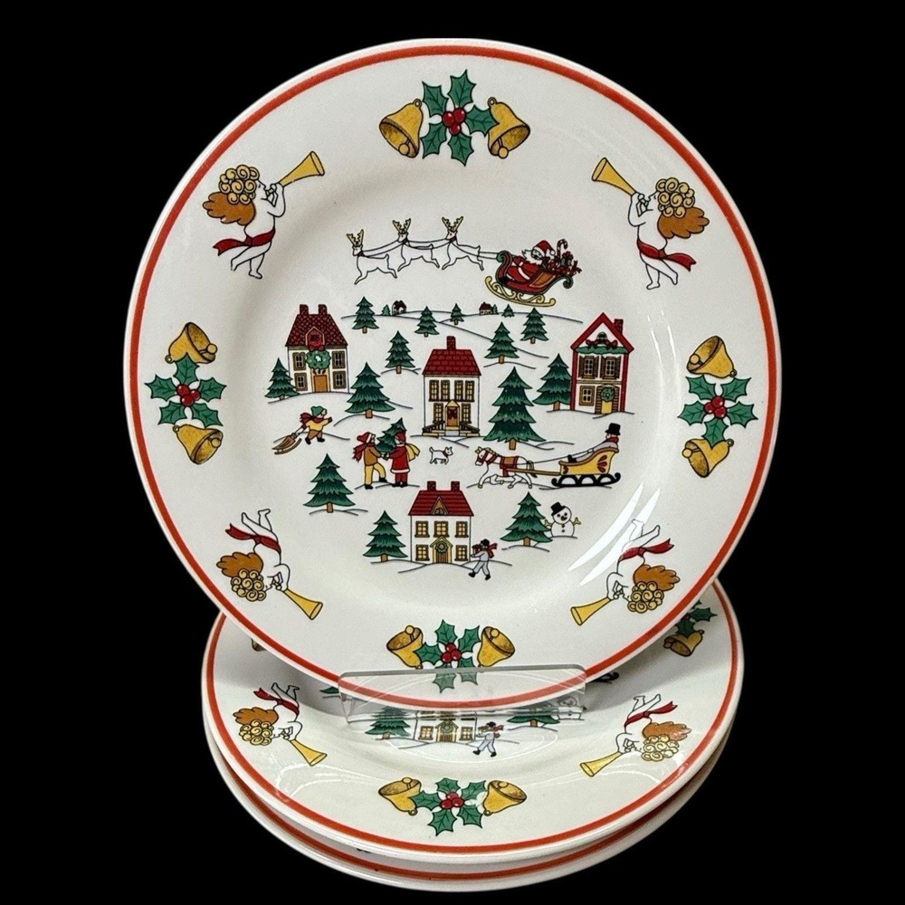 Jamestown The Joy Of Christmas Salad Plates 7.5" Vintage 1987 Set Of 3